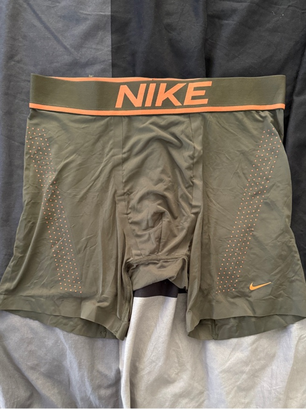Nike Olive Green Boxer Briefs with Orange Accents
